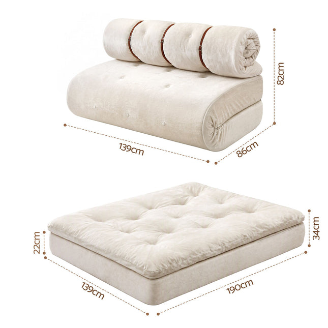 Artiss Convertible Sofa Bed Roll-Up Sleeper Chair Fold Out Couch Floor Lounge