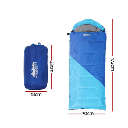 Weisshorn Sleeping Bag Kids Single 172cm Thermal Camping Hiking Blue.