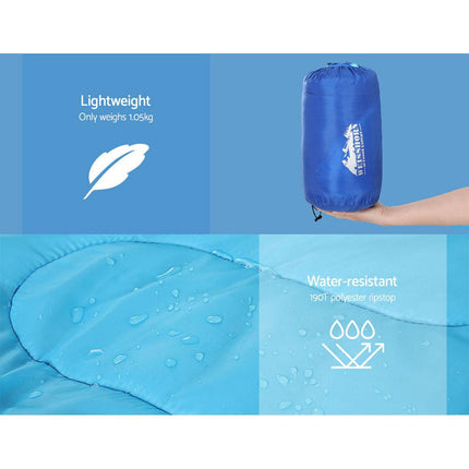 Weisshorn Sleeping Bag Kids Single 172cm Thermal Camping Hiking Blue.