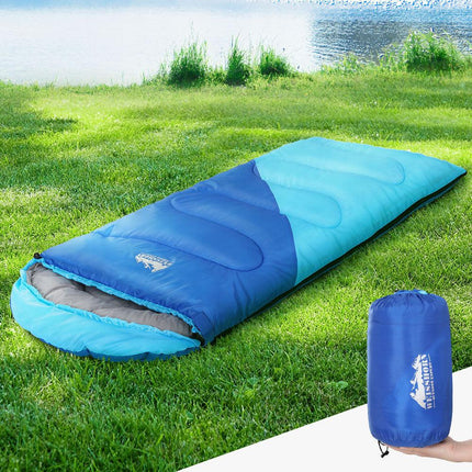 Weisshorn Sleeping Bag Kids Single 172cm Thermal Camping Hiking Blue.