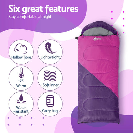 Weisshorn Sleeping Bag Set of 2 Kids Single 172cm Thermal Camping Hiking.