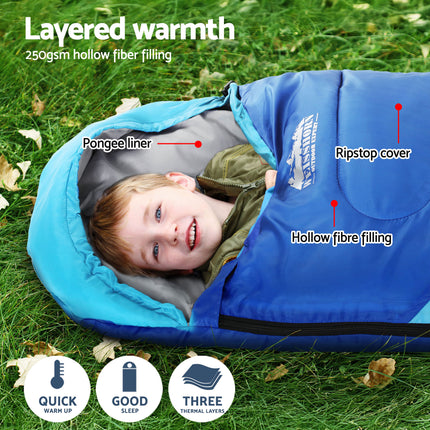 Weisshorn Sleeping Bag Set of 2 Kids Single 172cm Thermal Camping Hiking.