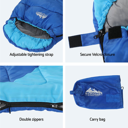 Weisshorn Sleeping Bag Set of 2 Kids Single 172cm Thermal Camping Hiking.