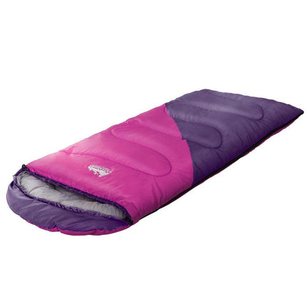 Weisshorn Sleeping Bag Kids Single 172cm Thermal Camping Hiking Pink.
