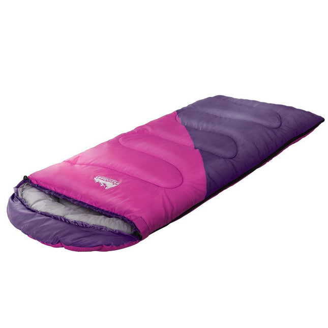 Weisshorn Sleeping Bag Kids Single 172cm Thermal Camping Hiking Pink.