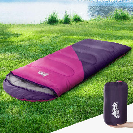 Weisshorn Sleeping Bag Kids Single 172cm Thermal Camping Hiking Pink.