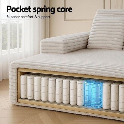Artiss Sofa Bed Lounge Chair Recliner Couch Reading Chairs Sleeper Cloud Sofas Faux Fur Fabric.