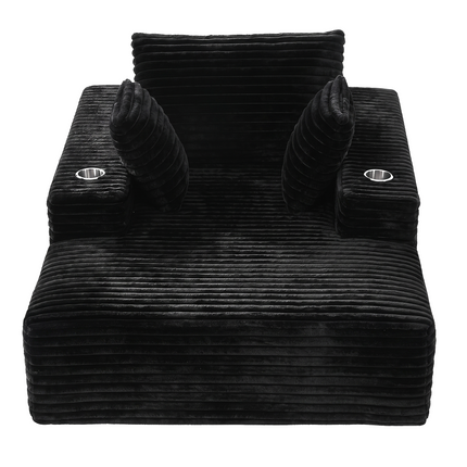 Artiss Sofa Bed Lounge Chair Sleeper Couch Chaise Single Seater Faux Fur Black