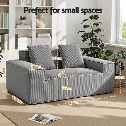 Artiss 2 Seater Sofa Loveseat Sofas Bed Couch No Assembly Corduroy Small Couches Apartement.