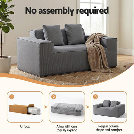 Artiss 2 Seater Sofa Loveseat Sofas Bed Couch No Assembly Corduroy Small Couches Apartement.