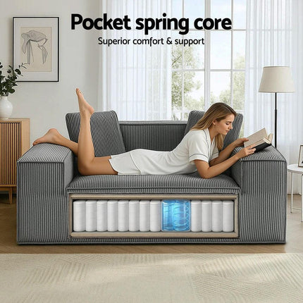 Artiss 2 Seater Sofa Loveseat Sofas Bed Couch No Assembly Corduroy Small Couches Apartement.