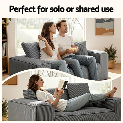 Artiss 2 Seater Sofa Loveseat Sofas Bed Couch No Assembly Corduroy Small Couches Apartement.
