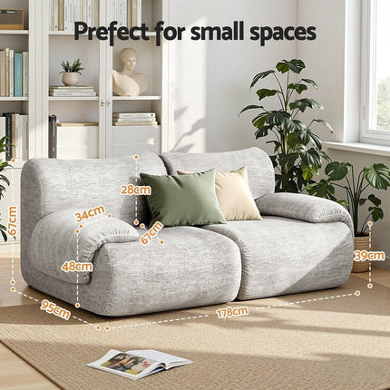 Artiss 2 Seater Sofa Modular Sectional Sofas Couch Bed No Assembly Living Room Grey.