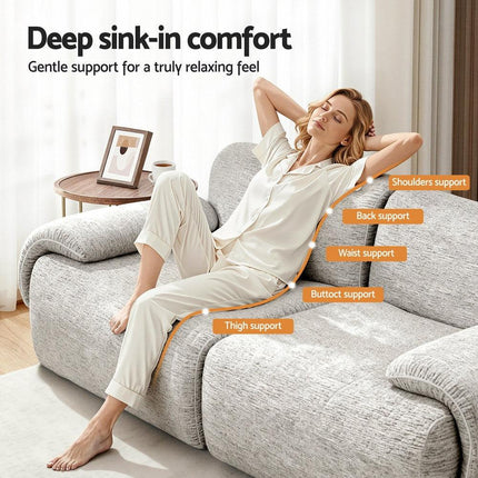 Artiss 2 Seater Sofa Modular Sectional Sofas Couch Bed No Assembly Living Room Grey.
