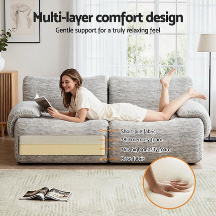 Artiss 2 Seater Sofa Modular Sectional Sofas Couch Bed No Assembly Living Room Grey.