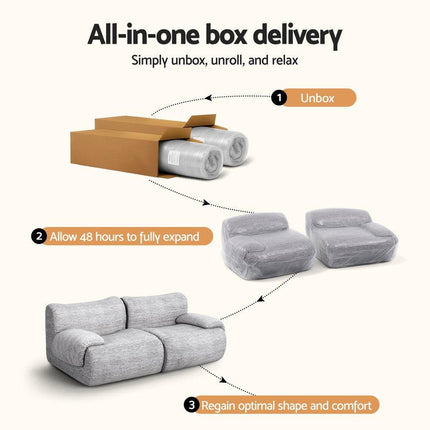 Artiss 2 Seater Sofa Modular Sectional Sofas Couch Bed No Assembly Living Room Grey.
