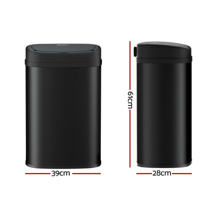Devanti 50L Sensor Bin Motion Rubbish Automatic Black.
