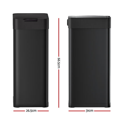 Devanti 50L Sensor Bin Motion Rubbish Bins Kitchen Automatic Trash Can Black.