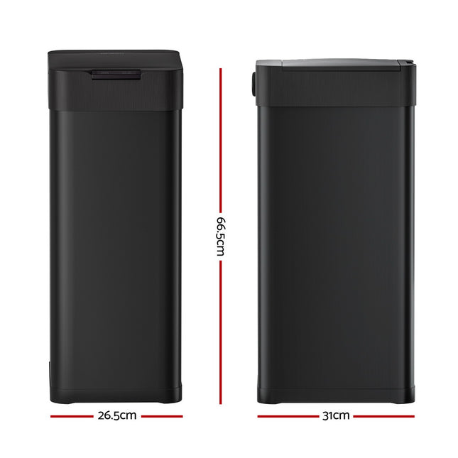 Devanti 50L Sensor Bin Motion Rubbish Bins Kitchen Automatic Trash Can Black.
