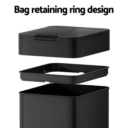 Devanti 50L Sensor Bin Motion Rubbish Bins Kitchen Automatic Trash Can Black.