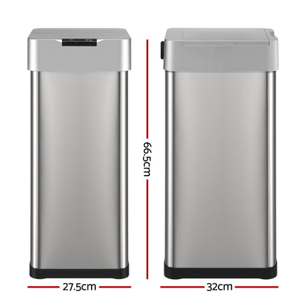 Devanti 50L Motion Sensor Bin Rubbish Bins Kitchen Automatic Trash Can Silver.