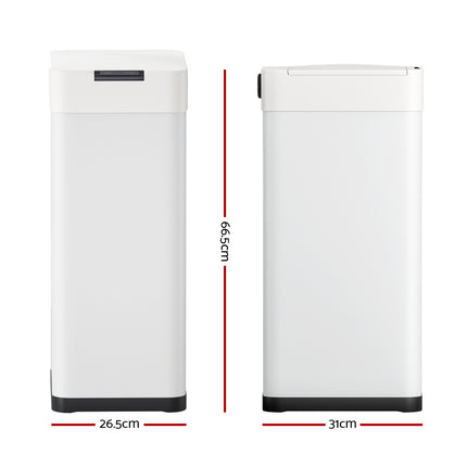Devanti 50L Sensor Bin Motion Rubbish Bins Kitchen Automatic Trash Can White.