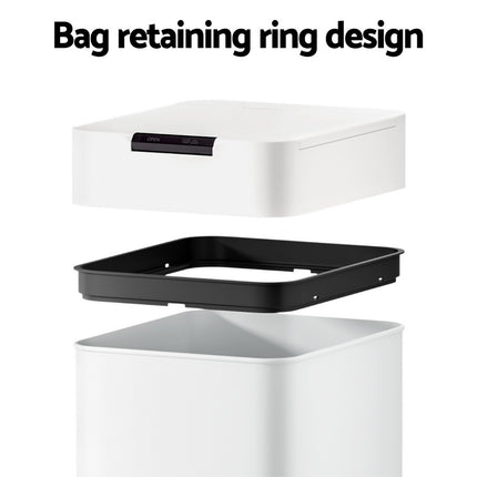 Devanti 50L Sensor Bin Motion Rubbish Bins Kitchen Automatic Trash Can White.