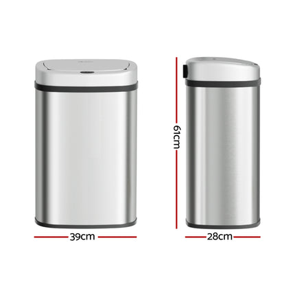 Devanti 50L Sensor Bin Motion Rubbish Automatic Silver.