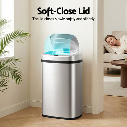 Devanti 50L Sensor Bin Motion Rubbish Automatic Silver.
