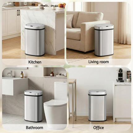 Devanti 50L Sensor Bin Motion Rubbish Automatic Silver.