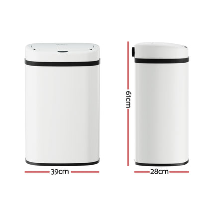 Devanti 50L Sensor Bin Motion Rubbish Automatic White.
