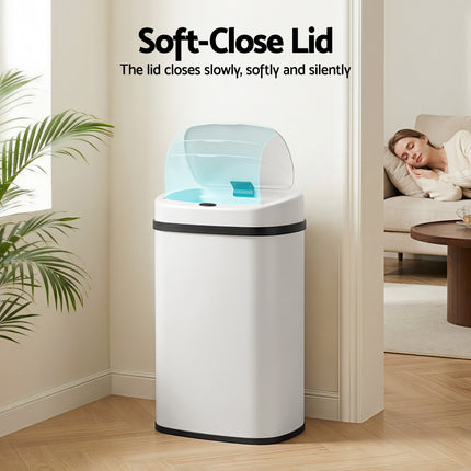Devanti 50L Sensor Bin Motion Rubbish Automatic White.