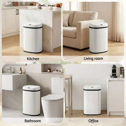 Devanti 50L Sensor Bin Motion Rubbish Automatic White.