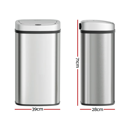 Devanti 60L Sensor Bin Motion Rubbish Automatic Silver.