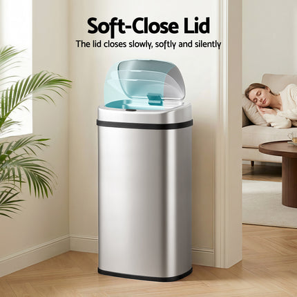 Devanti 60L Sensor Bin Motion Rubbish Automatic Silver.