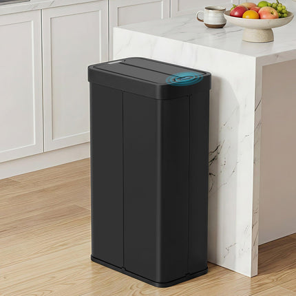 Devanti Rubbish Bin 70L Automatic Sensor Kitchen Bin, Slim Smart Garbage Can Touchless Rectangular with Liner Holder, Fully Closed Lid for Bedroom, Bathroom, Living Room, Black.