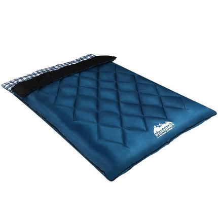 Weisshorn Sleeping Bag Double Pillow Thermal Camping Hiking Tent Blue -10&deg;C.