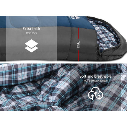 Weisshorn Sleeping Bag Single Thermal Camping Hiking Tent Blue -20°C.