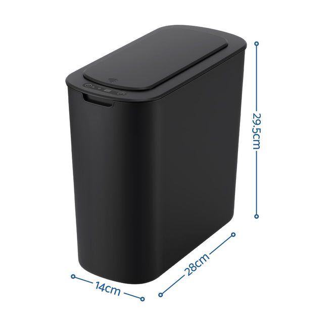 Devanti Automatic Trash Bin 2PCS with Lid 11L Motion Sensor Kitchen Bin Touchless Garbage Can Modern Black Plastic Slim Rubbish Bin with Liner Holder for Kitchen, Home, Office.