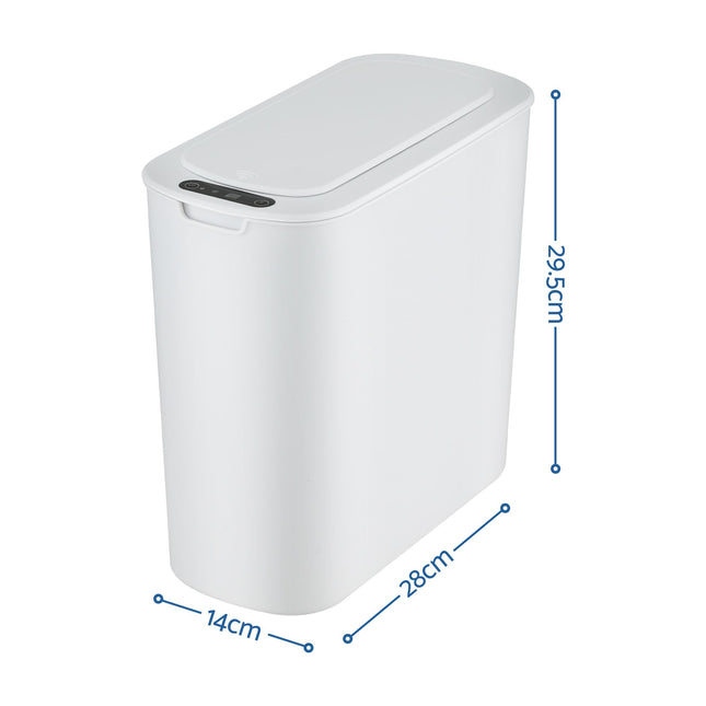 Devanti Automatic Trash Bin 2PCS with Lid 11L Motion Sensor Kitchen Bin Touchless Garbage Can Modern White Plastic Slim Rubbish Bin with Liner Holder for Kitchen, Home, Office.