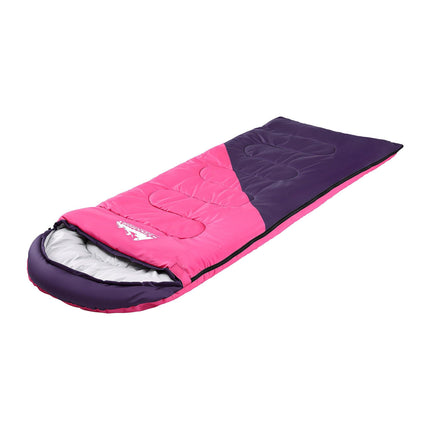 Weisshorn Sleeping Bag Single 213cm Thermal Camping Hiking Pink.