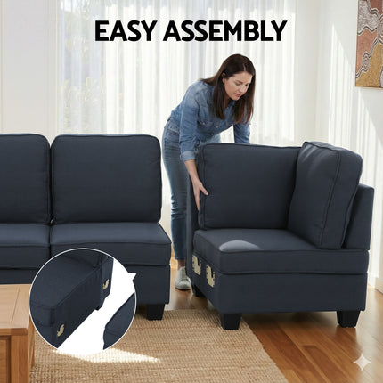 Artiss Modular Sofa Chaise Set 5-seater Dark Grey.
