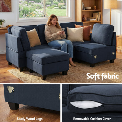 Artiss Modular Sofa Chaise Set 5-seater Dark Grey.