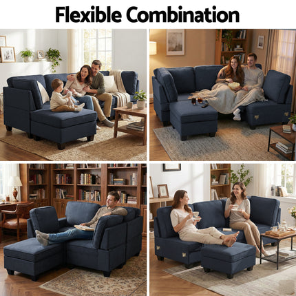 Artiss Modular Sofa Chaise Set 5-seater Dark Grey.