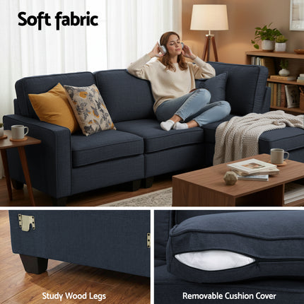 Artiss Modular Sofa Chaise Set 4-seater Dark Grey.