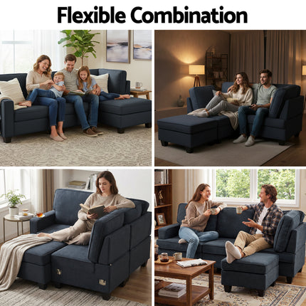 Artiss Modular Sofa Chaise Set 4-seater Dark Grey.