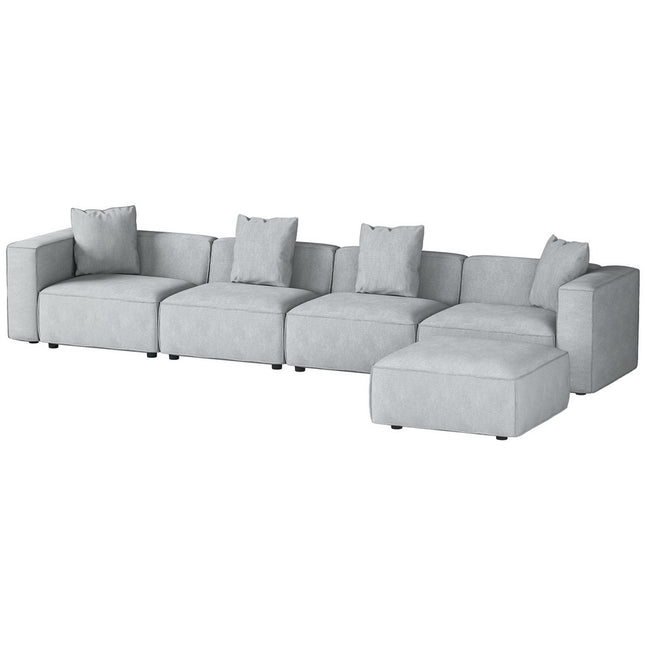 Artiss Modular Sofa Chaise Set 5-Seater Grey.