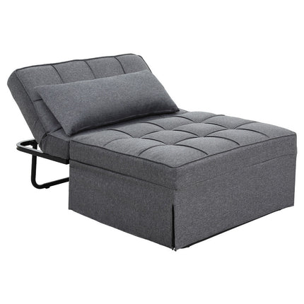 Artiss Sofa Bed Lounge Convertible Ottoman 1 Seater Couch Recliner Linen Grey.