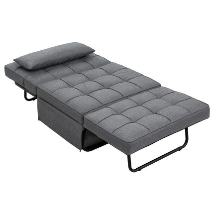 Artiss Sofa Bed Lounge Convertible Ottoman 1 Seater Couch Recliner Linen Grey.