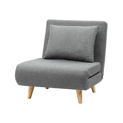 Artiss Sofa Bed Convertible Couch Recliner Lounge Chair Linen Grey.